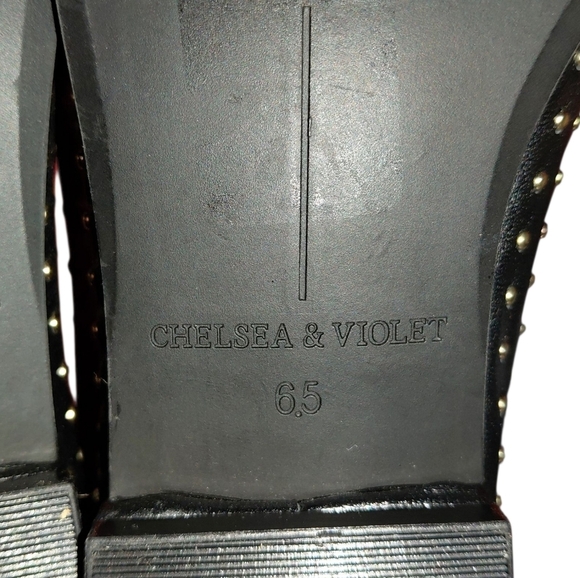 NEW Chelsea & Violet Black Studded Flat Loafers Size 6.5 - Picture 9 of 10